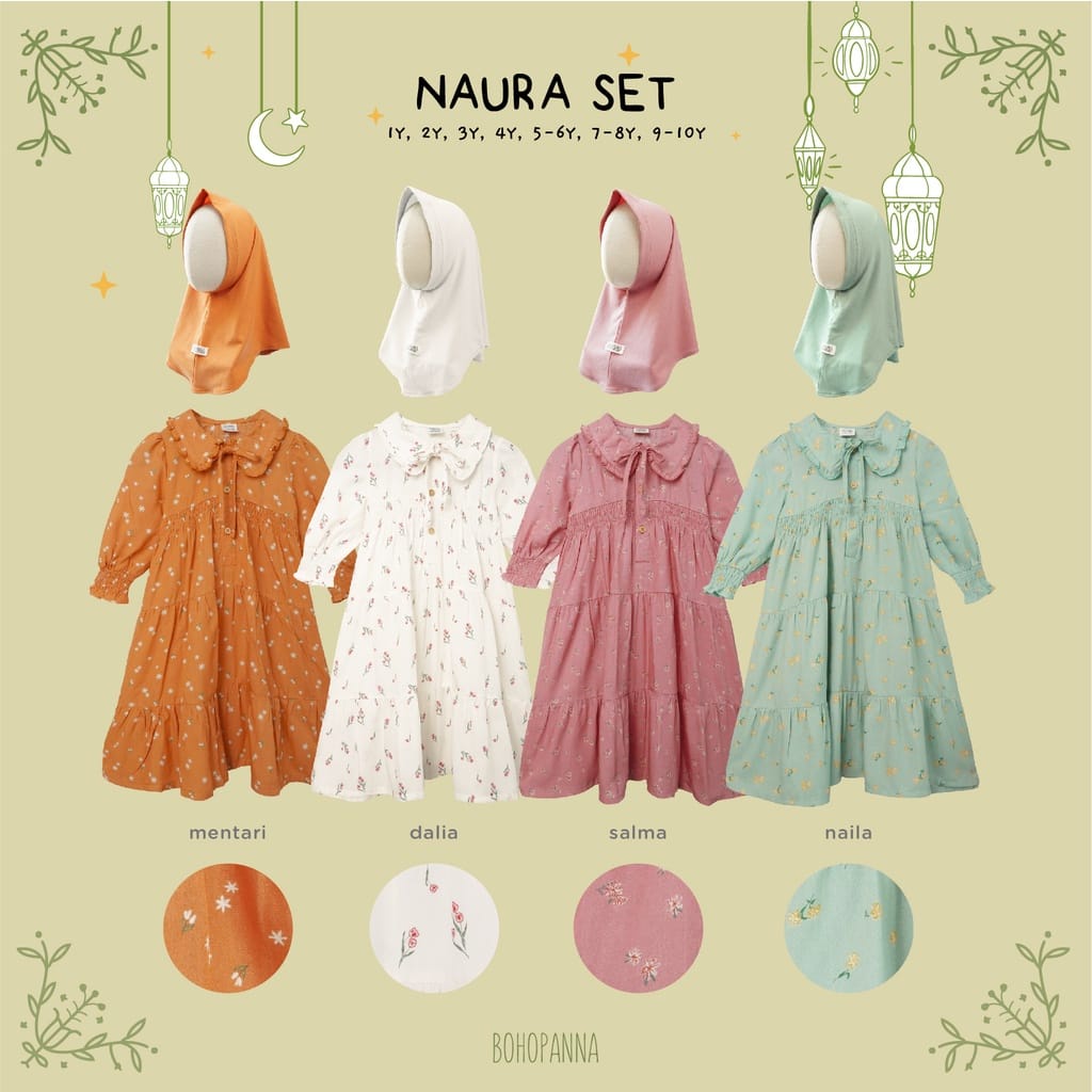 Bohopanna NAURA DRESS Raya Collection / Boho Baby Gamis Dress Anak Perempuan Raya Collection
