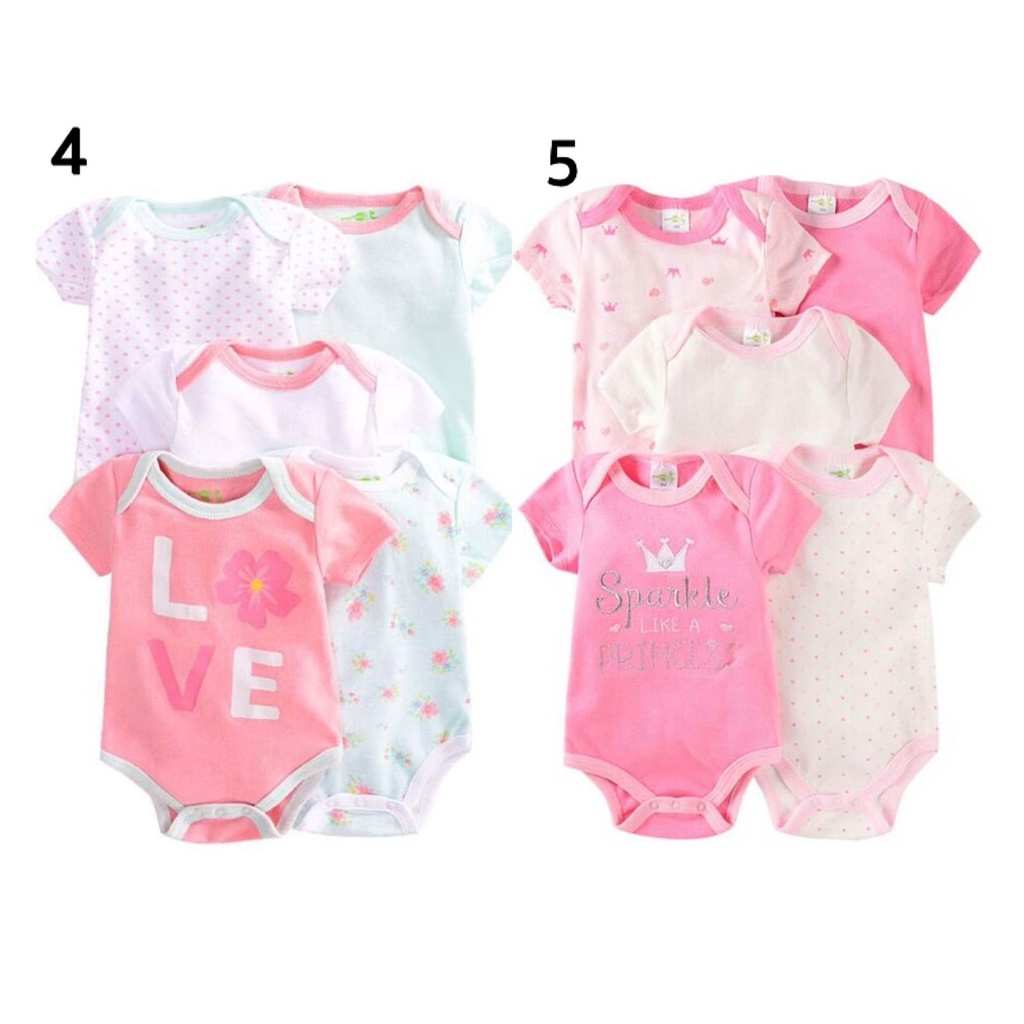 LID9006 - 5 in 1 Jumper Pendek Bayi Motif Lucu Cotton Import