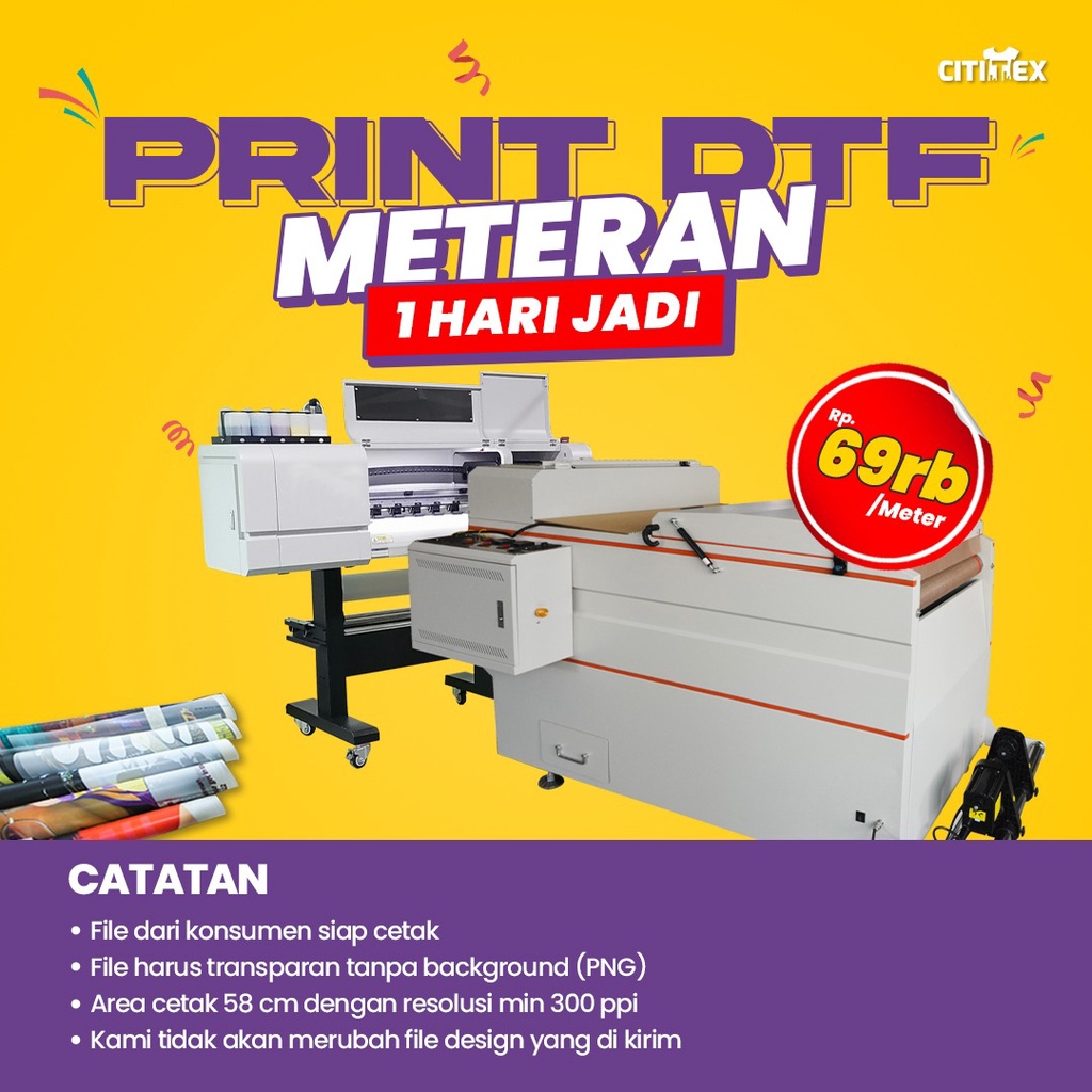 JASA CETAK DTF / PRINT DTF METERAN