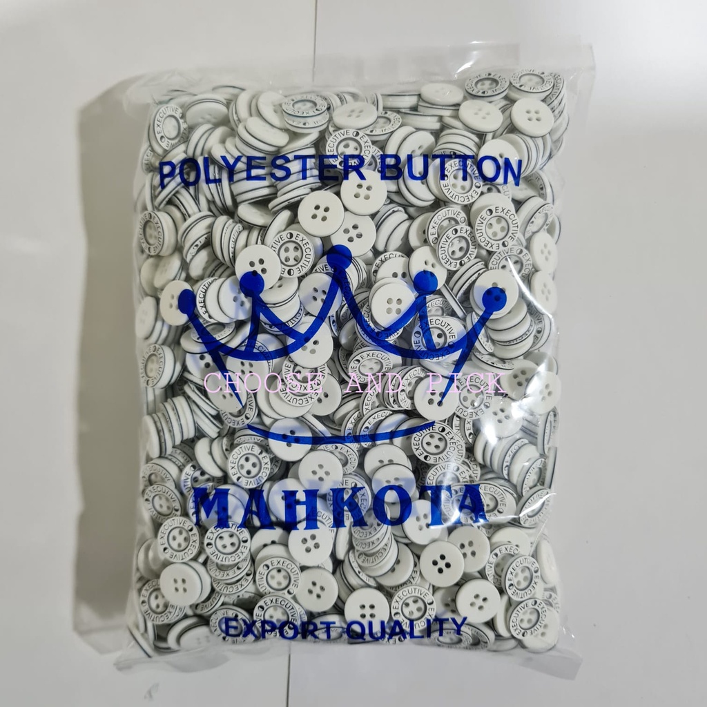 Kancing Kemeja Executive Lubang 4 13mm Merk Mahkota / Kancing Kemeja Classic Lubang 4 13mm / Kancing