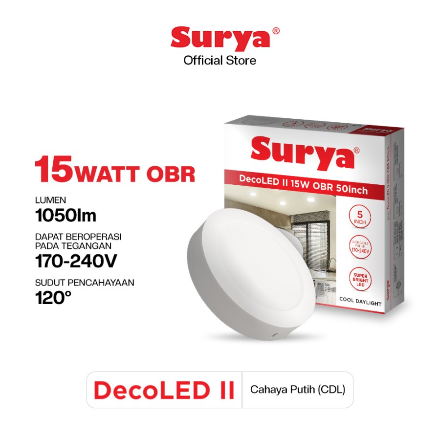 Surya Decoled OBR 15 Watt Lampu LED Outbow Downlight Panel Light Murah