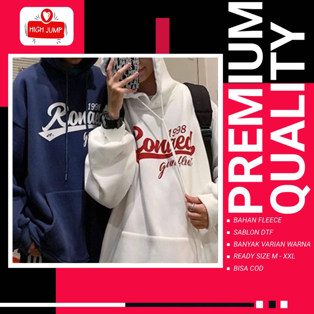 Sweeter Hodie Ronaed 1998 Pria Wanita Unisex Sweater Hoodie Distro Keren Simple Cowok Cewek Harajuku