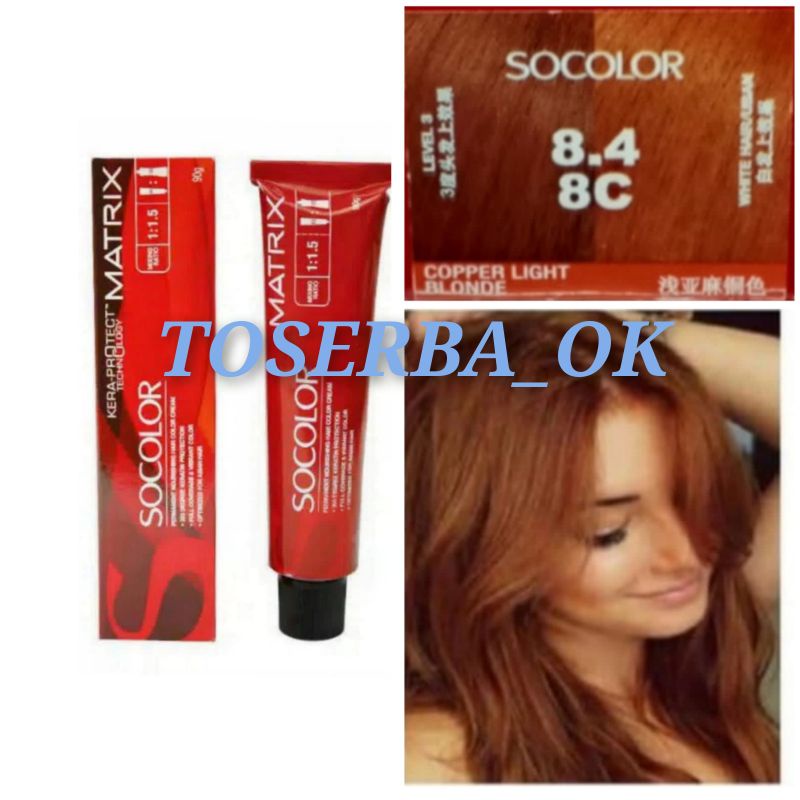 MATRIX SOCOLOR NO. 8.4 / 8C COPPER LIGHT BLONDE ISI BERSIH 90ML