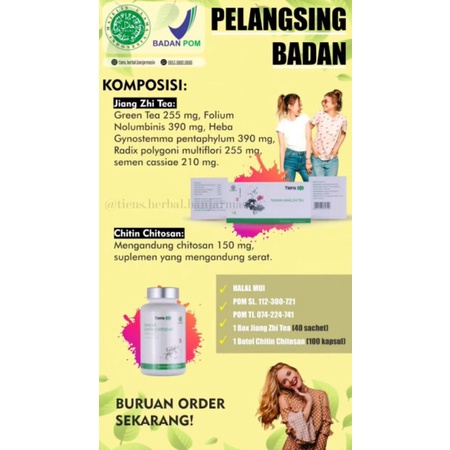 Pelangsing Badan capsul tiens chitin cithosan herbal alami tnpa efek samping bpom pelangsing tiens t