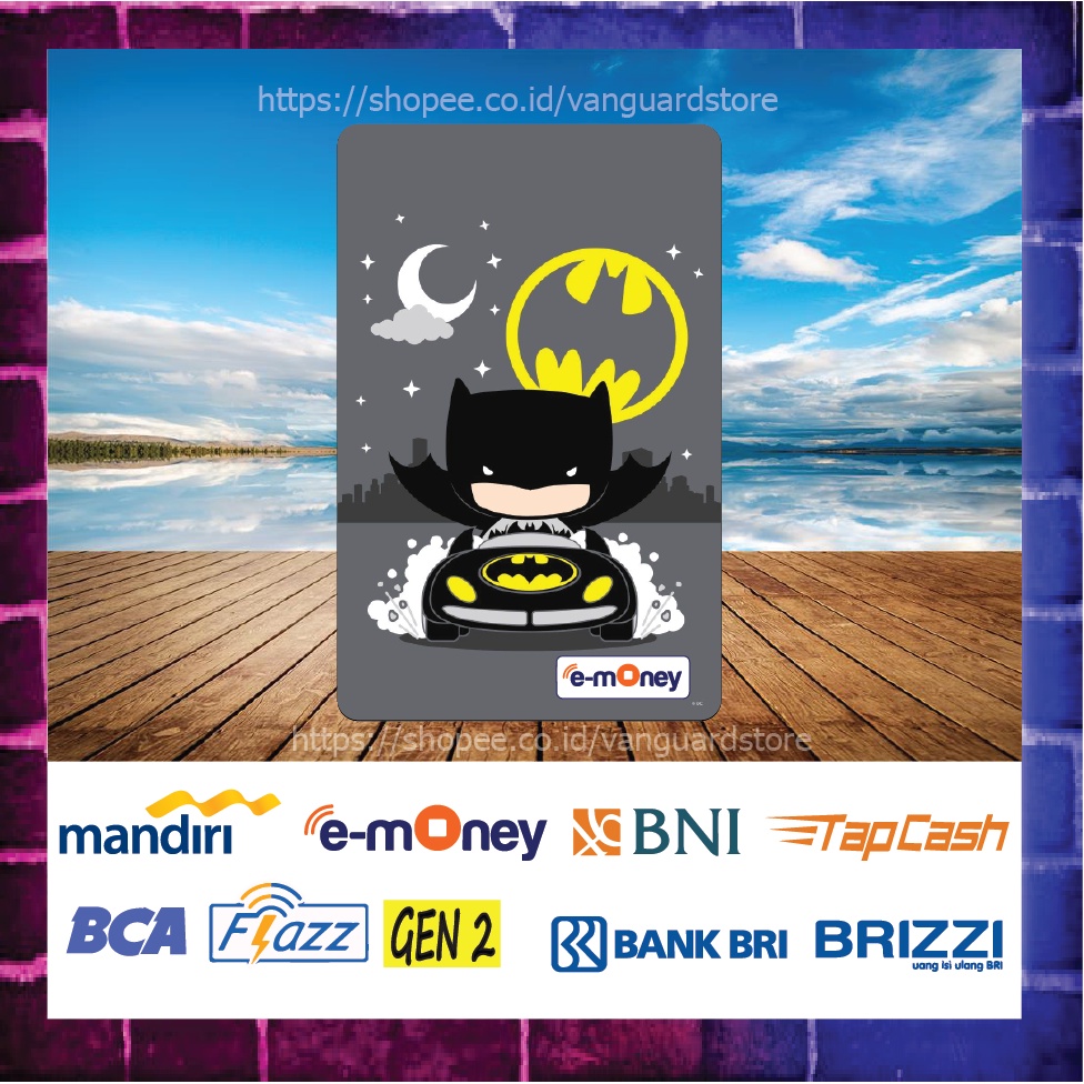 KARTU E MONEY E TOLL GAMBAR BATMAN NAIK MOBIL CUTE EMONEY MANDIRI FLAZZ BCA BNI TAPCASH BRIZZI BRI - 1 SISI