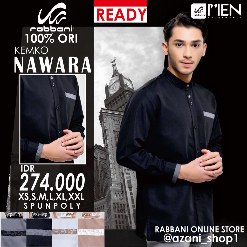 RABBANI KOKO KEMKO PRIA NAWARA ORI - Fashion Muslim UKURAN JUMBO Hem Robbani Kemeja Koko Rabani Asli