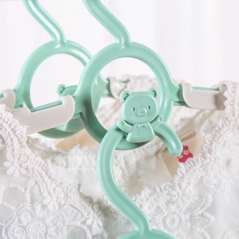 T&amp;Y Hanger Plastik Karakter Bear Portable Gantungan Baju Anak Warna Pastel Lucu Adjustable Baby Hangers Clothes Murah Import