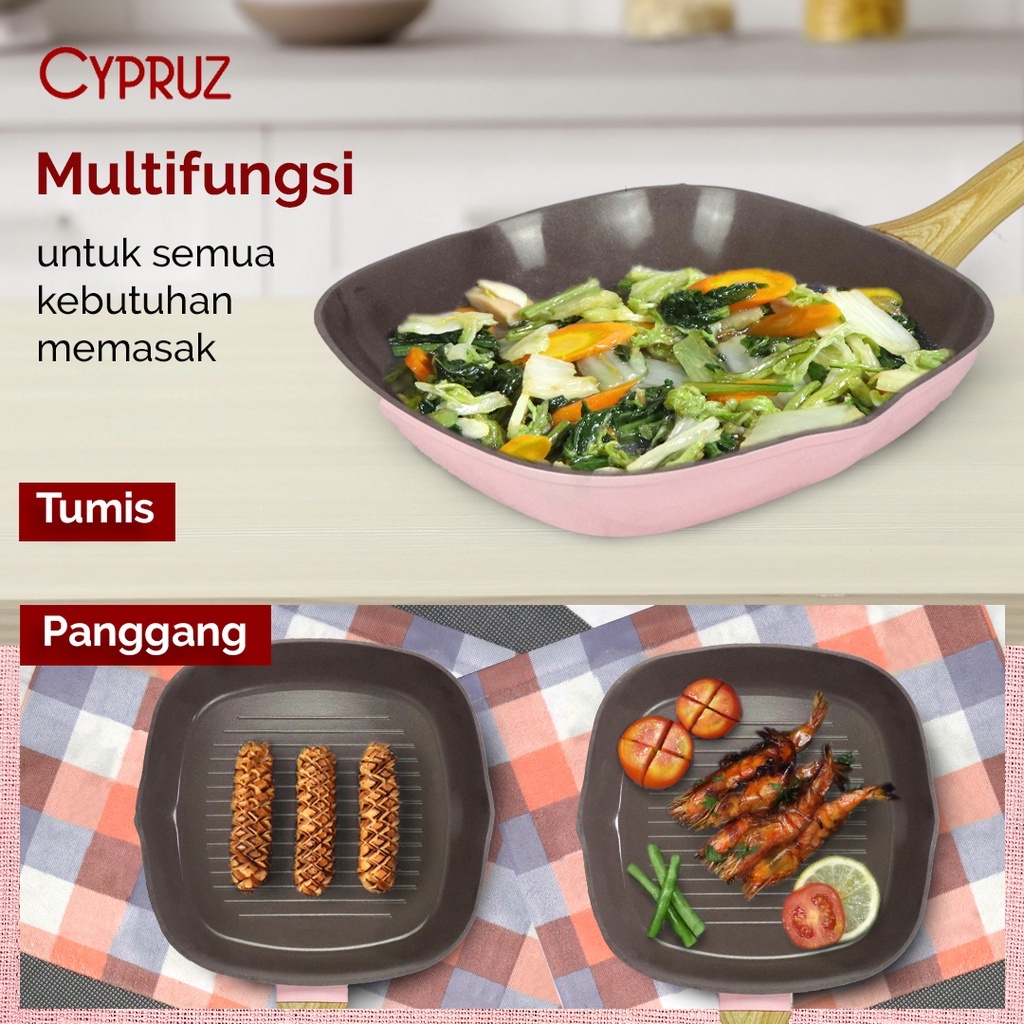 Cypruz Pink Ceramic Series Gg.Putih Kayu: BBQ Pan