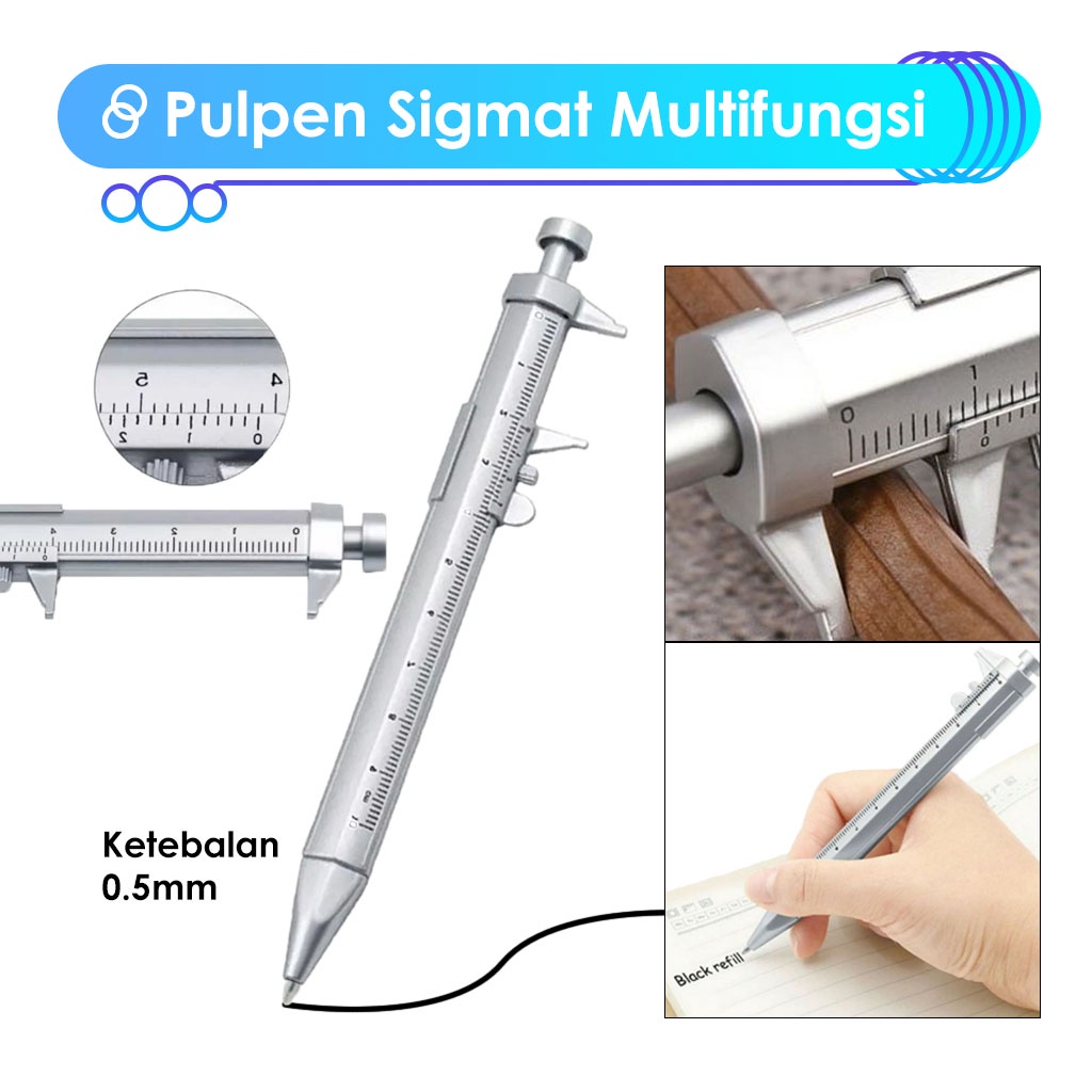 

Pulpen Sigmat - Pena Ukur Sigmat Multifungsi - Pen Bolpoin Jangka Sorong Ruler Penggaris Multifungsi Pengukur Milimeter mm Pulpen Ukur