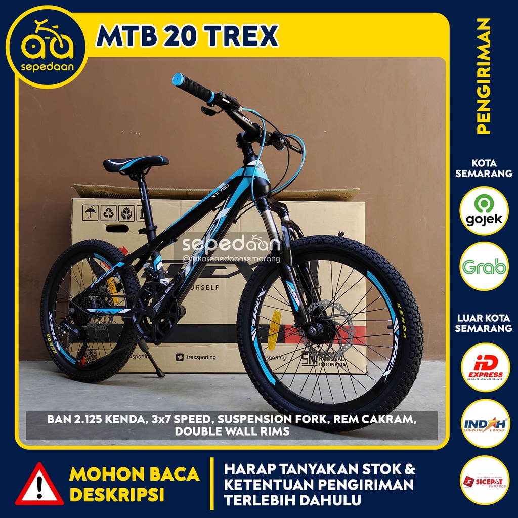 Sepeda Anak MTB 20 TREX - 3x7 Speed Rem Cakram Cowok Laki-laki