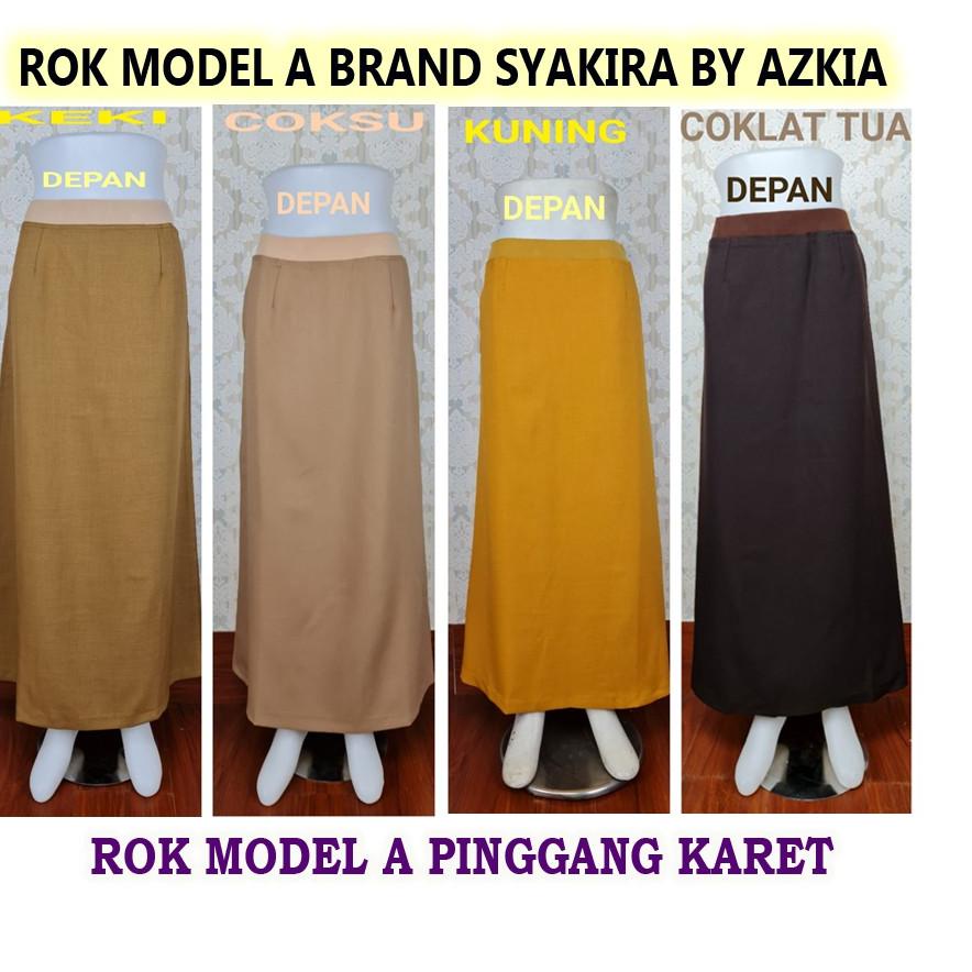 [ART. 9014] Rok Kerja Model A Full Karet warna silver-abu tua-merah cabe-milo-ungu tua-cream-Rok Wan