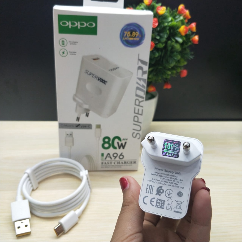 PROMO CHARGER OPPO A96 80W SUPPORT VOOC &amp; FAST CHARGING KABEL BATOK BY.SULTAN