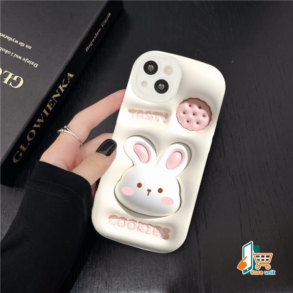 SS149 SOFTCASE MOTIF AKSEN 3D COOKIES RABBIT FOR IPHONE 6 6+ 7 8 7+ 8+ X XS XR XS MAX 11 12 13 14  PRO MAX 14 MAX CS5444