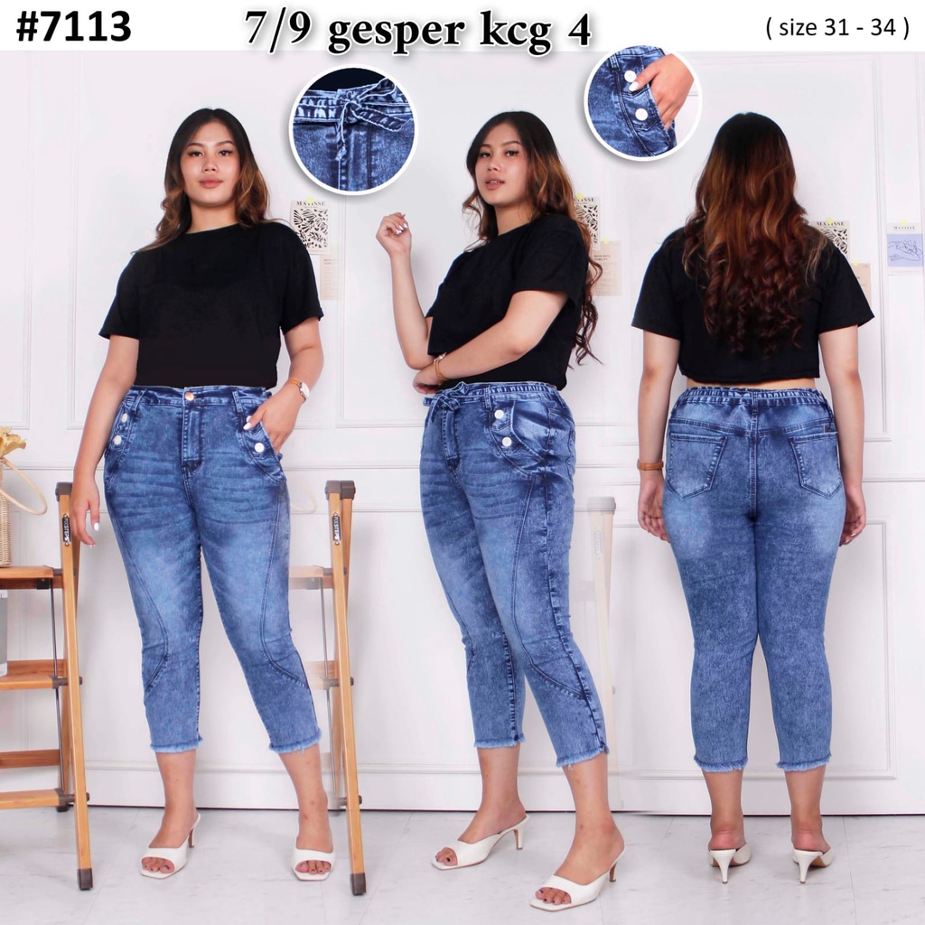 Celana Jeans Wanita 7/9 Kancing 4 31-34 Bisa Bayar Ditempat(COD)