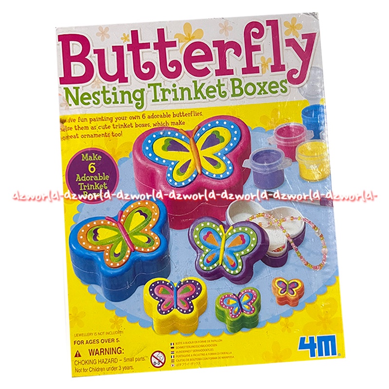 4M Butterfly Nesting Trinket Boxes Menghias Perhiasan kupu-kupu manis lengkap dengan aksesorisnya