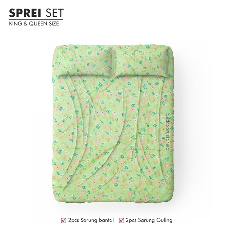 Sprei aesthetic motif Keiko Green sudah termasuk sarban dan sargul