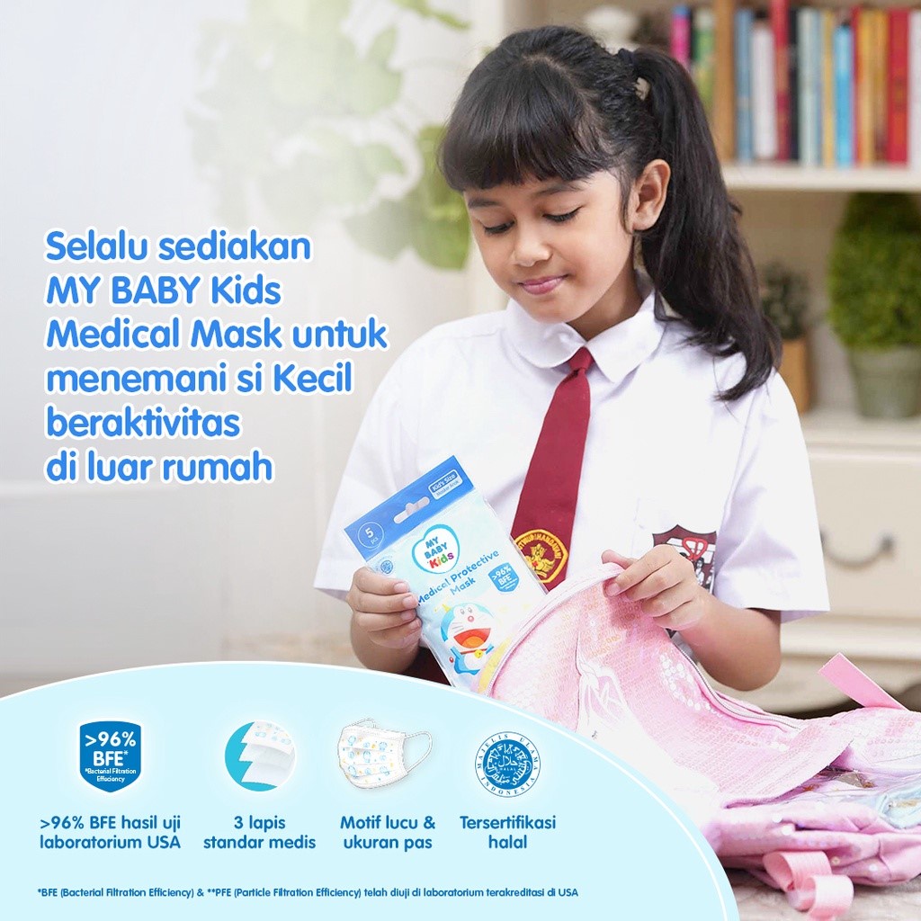 MY BABY Kids Medical Protective Mask 5 pcs persachet - Masker Medis Anak 3 Ply