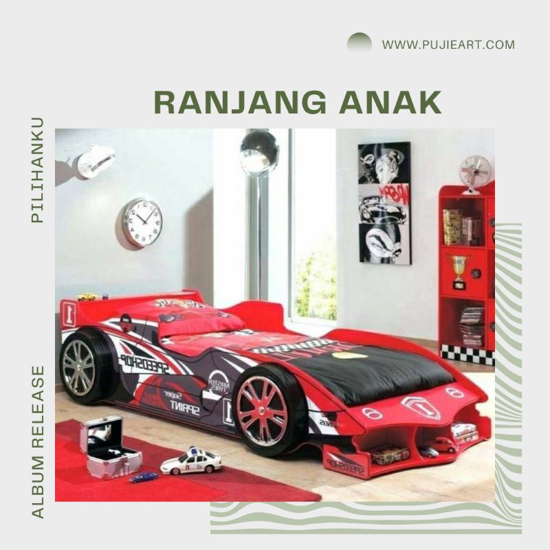 Tempat Tidur Anak Model Mobil Balap F1, Ranjang Anak Laki-laki Karakter Formula One