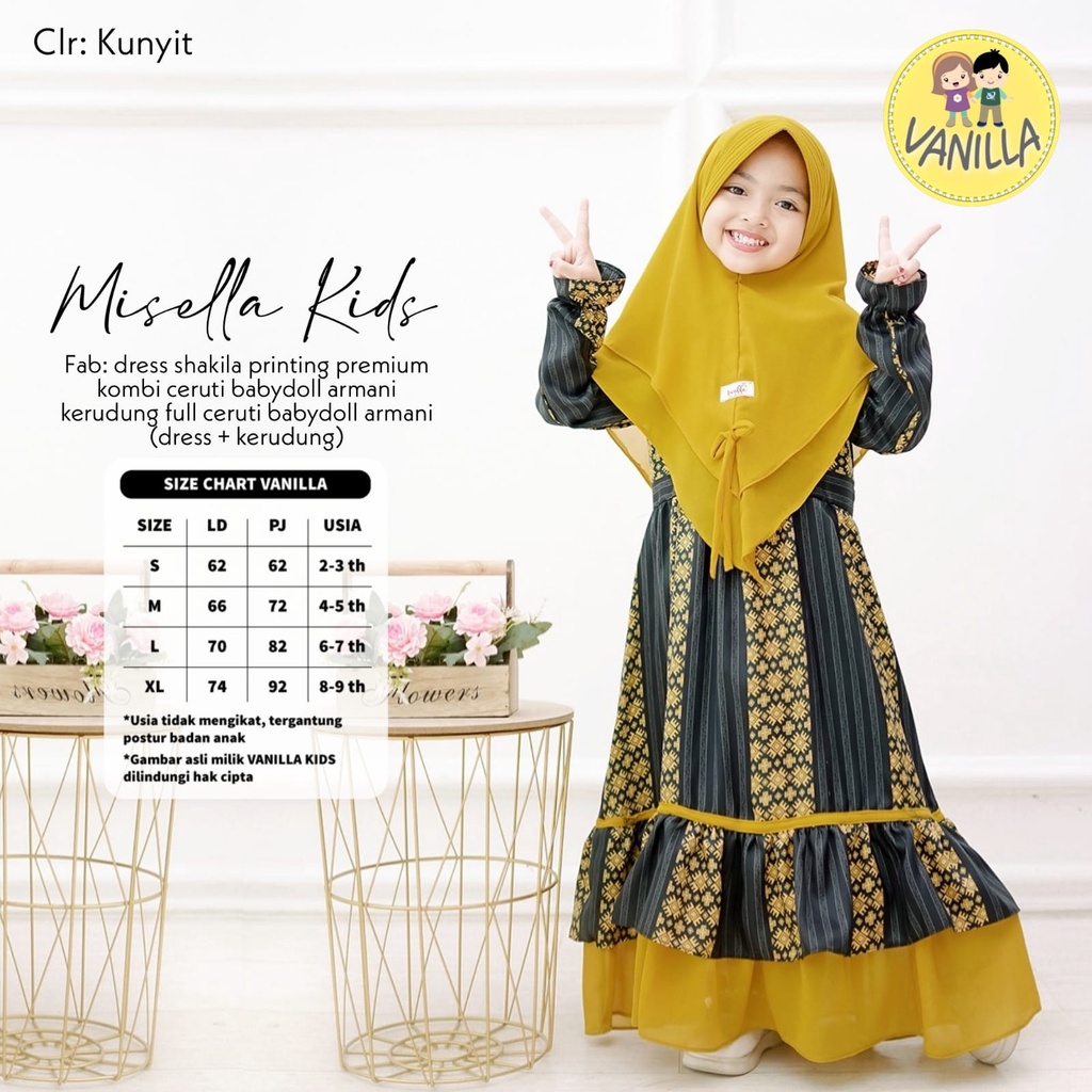 Misella Kids Dress Gamis Anak Free Hijab Fashion Terbaru Terlaris Random Area