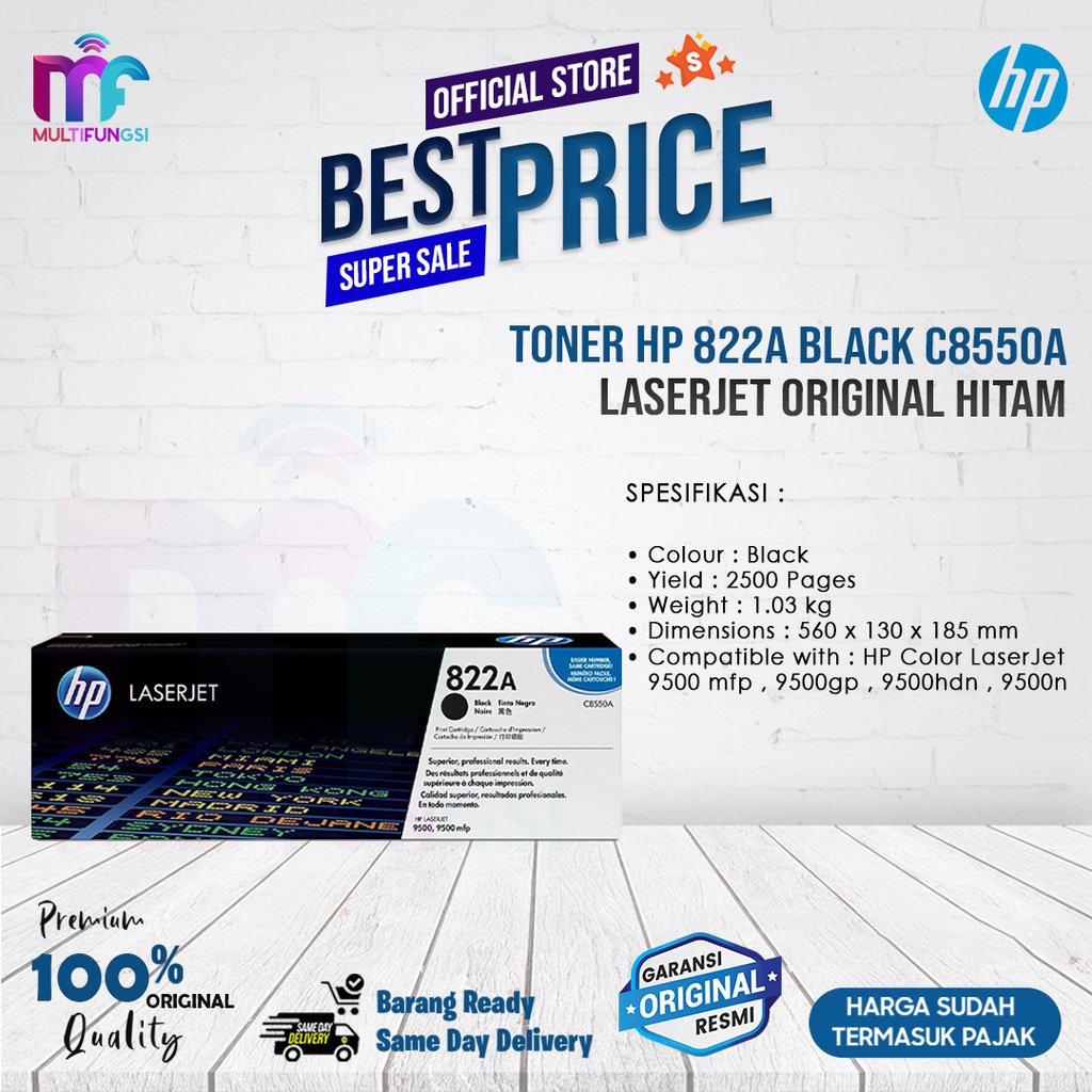 Toner HP 822A Black C8550A Laserjet Original Hitam