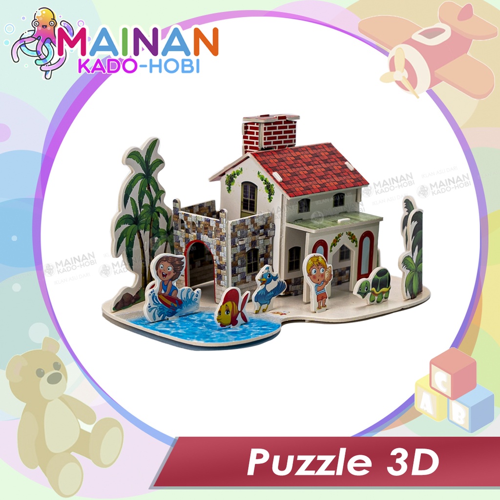 HADIAH MAINAN EDUKASI MOTORIK ANAK BONGKAR PASANG SUSUN PUZZLE BANGUNAN 3D