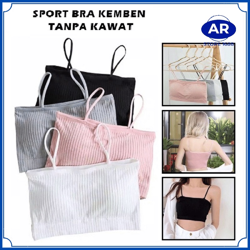 Sport Bra Kemben Tali Kecil Dalaman Wanita Korea Import BH Gym Zumba Tanpa Kawat Tanktop Spaghetti