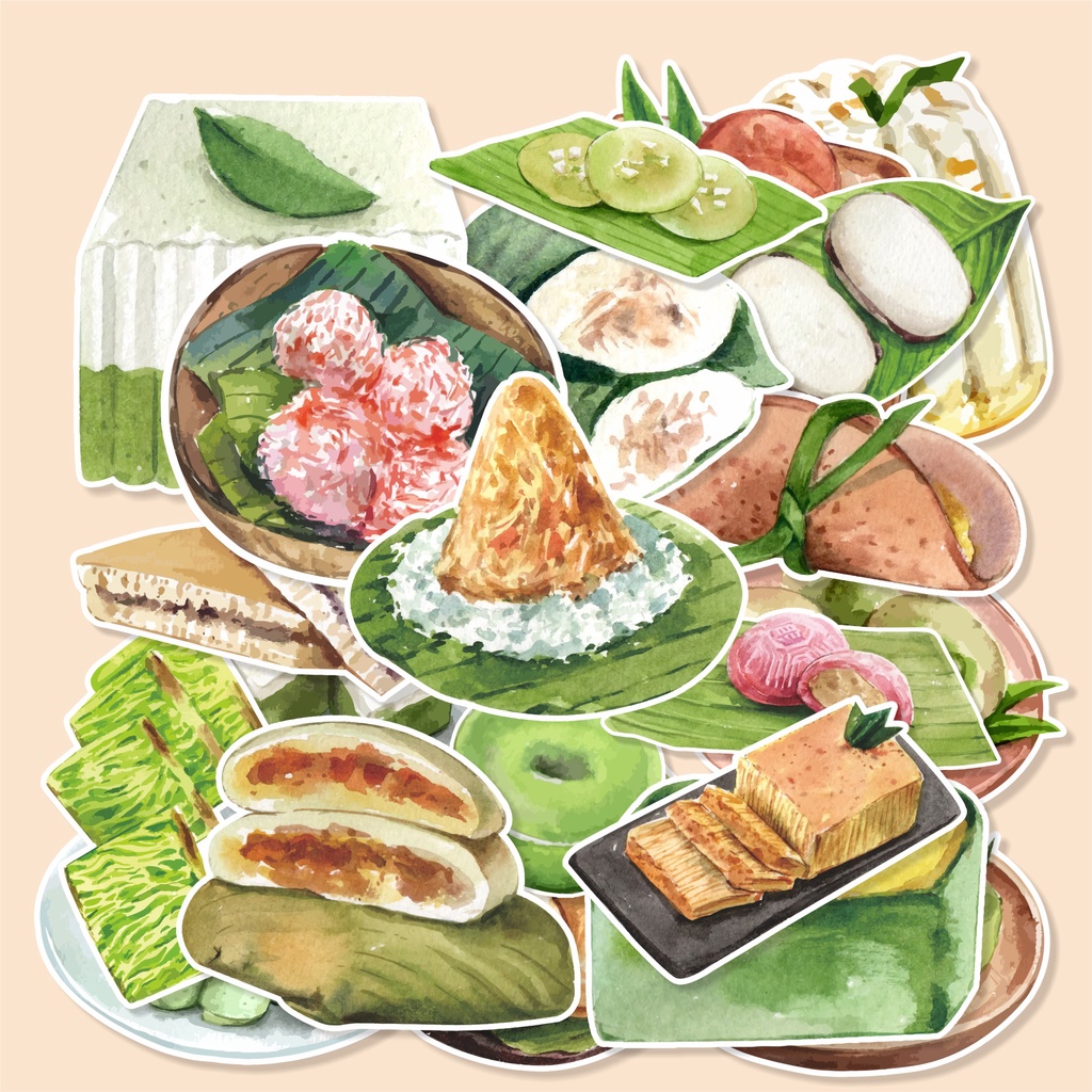

( 20 pcs )stiker satuan murah edisi INDONESIAN FOOD-watercolor