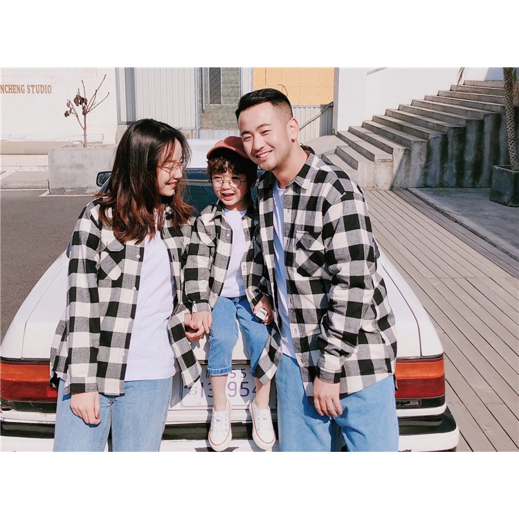HOT PRODUCT THE FAMILLY COUPLE FLANNEL KOTAK LENGAN PANJANG KEMEJA KOTAK KOTAK KELUARGA BAJU COUPLE