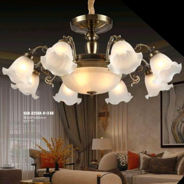 Lampu Gantung Plafon Hias Clasic Medit Masjid Kaca Bunga SCH 8256A