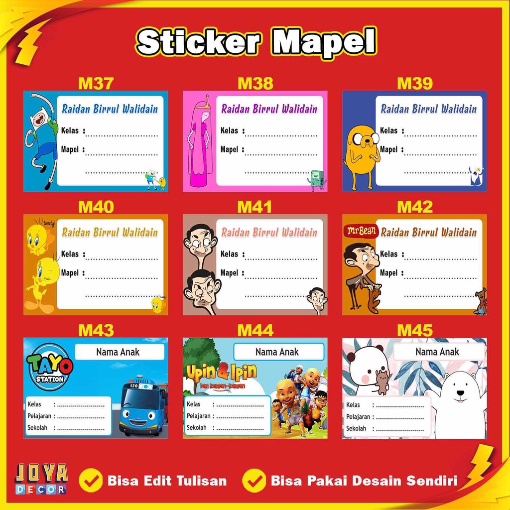 

STIKER LABEL MATA PELAJARAN MAPEL CUSTOM NAMA DAN FOTO / PAKET ISI 20 PCS / LABEL BUKU PELAJARAN