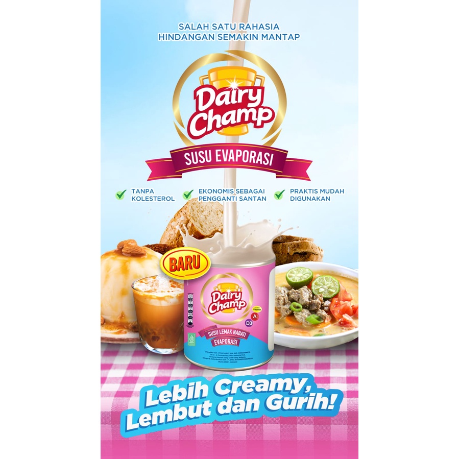 Dairy Champ Susu Evaporasi/ Susu Lemak Nabati 390g