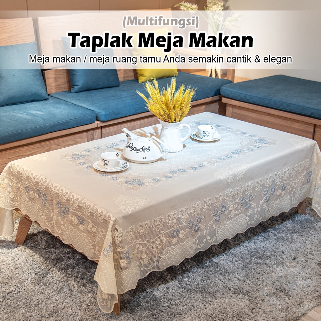 COD -  Taplak Meja Makan Motif Bunga Bunga Ukuran 170cmx120cm Bahan PVC - D40-A