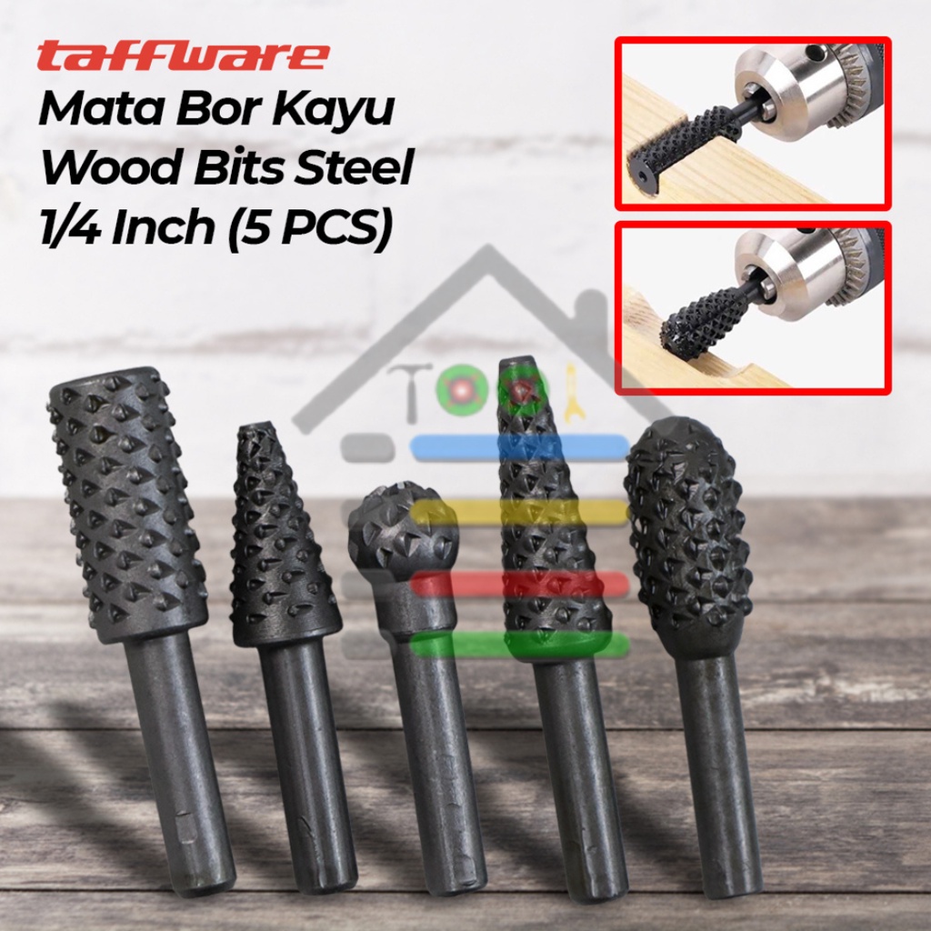 5 PC MATA BOR KAYU TUNER UKIR ROTARY FILE SET RASP 6 MM ENGRAVING CARVING WOOD