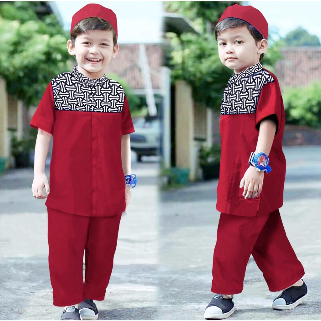 SETELAN BAJU MUSLIM ANAK BAJU KOKO SETELAN MUSLIM ANAK LAKI-LAKI USIA 1-10 TAHUN