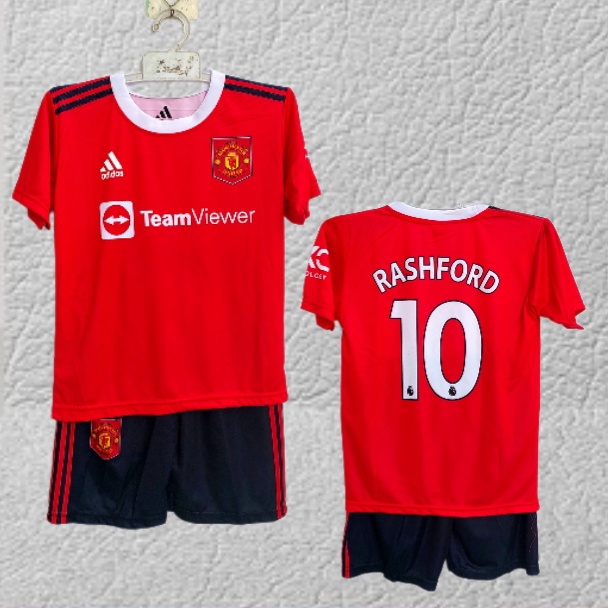 setelan jersey baju bo;a MU full printing size 10-20 usia 5-12thn