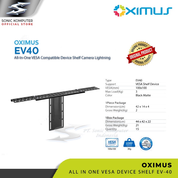 All In One VESA Compatible Device Shelf Camera Lightning Oximus EV40