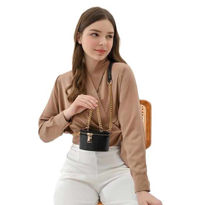 Kimi ZORRA Tas WOC Gold Tas Selempang Lipstik Rantai Wanita Sling Bag