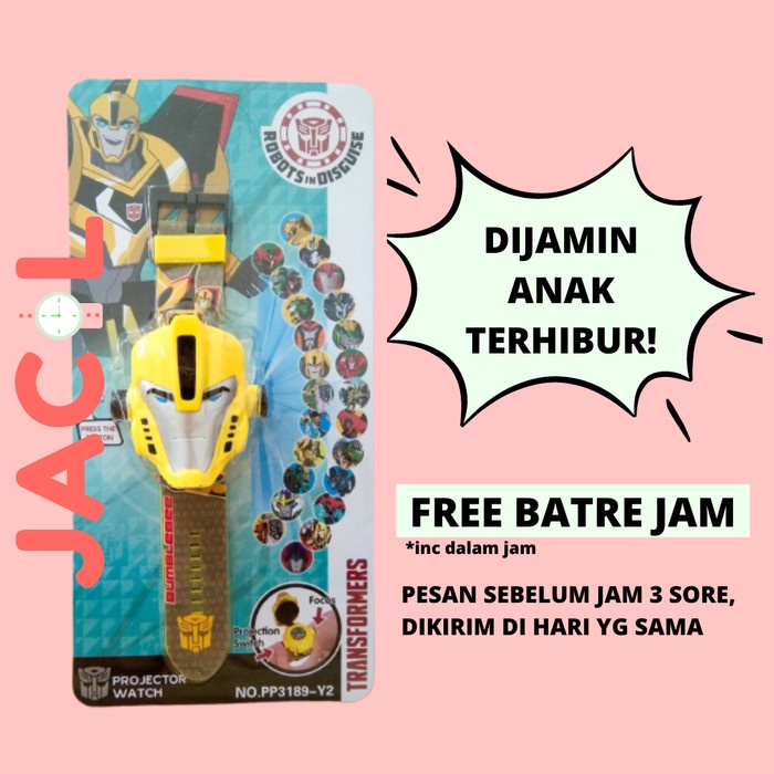 Jam Tangan Anak Laki-Laki Proyektor 24 Transformers Bumblebee Jacil