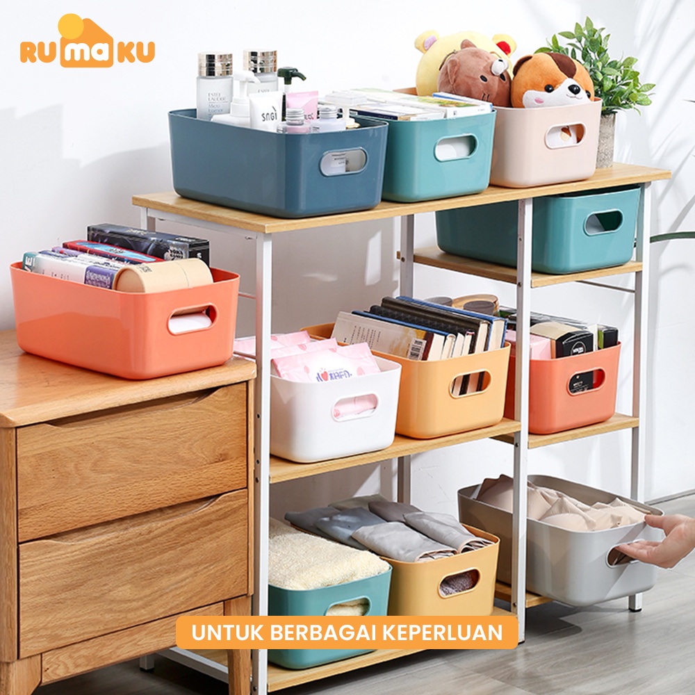 Rumaku Keranjang Serbaguna Tempat Penyimpanan Mainan Pakaian Makanan Makeup Kosmetik Multifungsi Storage Box Organizer Bahan Plastik