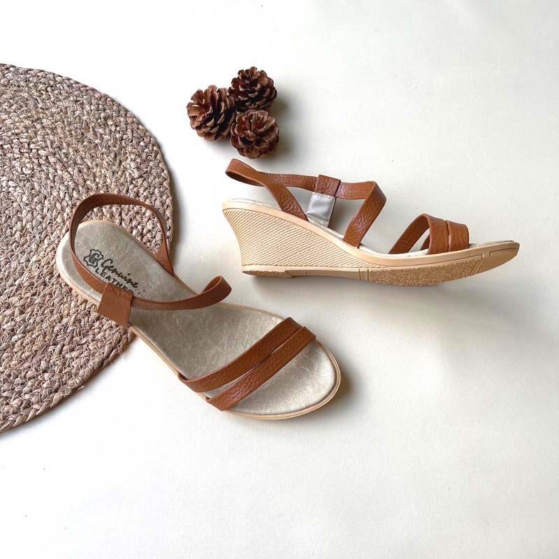 Sandal Wedges Kulit Sapi TALITA Series Sandal Sepatu Sandal Wanita WEDGES Wanita Premium Viral