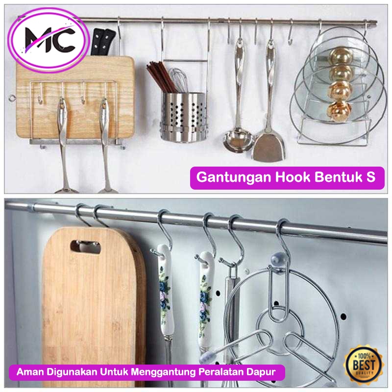 Gantungan Pengait Besi Bentuk S Gantungan Hook Stainless Cantolan Besi Anti Karat Cantelan Serbaguna