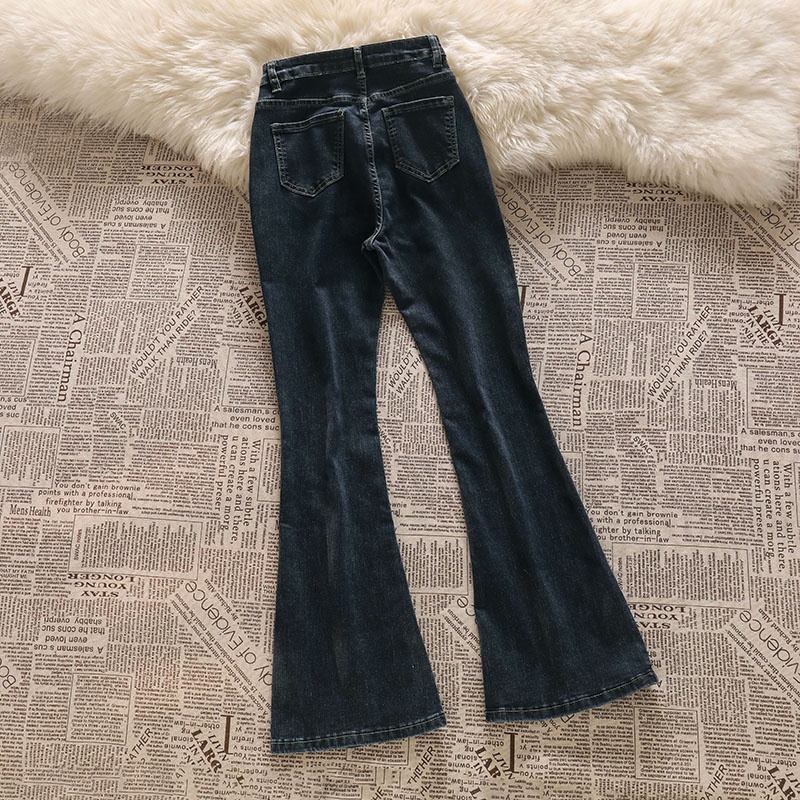 Kelabu hitam Cutbray Jeans / Highwaist Skinny Celana Jeans Wanita (realpict)