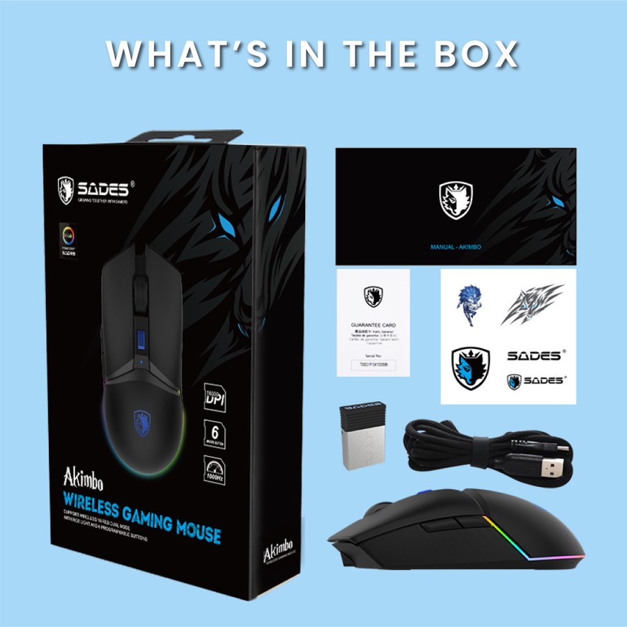 Mouse Gaming RGB Sades Akimbo Dual Mode Lightweight