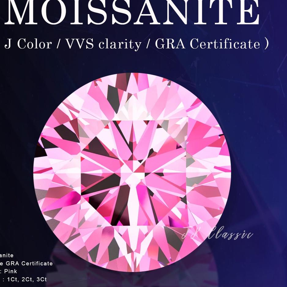 8)JN8-F Batu Permata Moissanite Pink Berlian F VVS KILAU Sertifikat GRA USA Check LAB GRA 624;