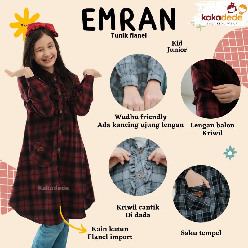 tunik flanel cwe/tunik anak /tunik flanel anak perempuan /tunik