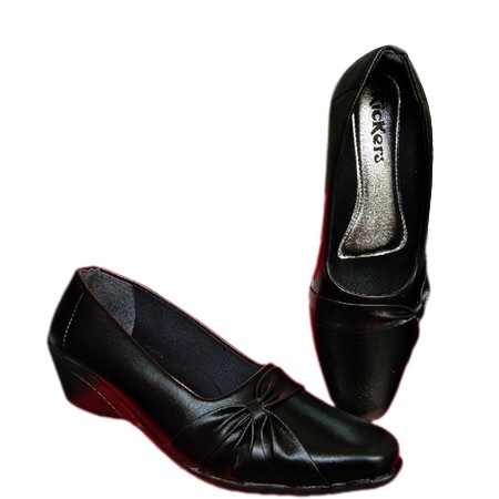 Sepatu Pantofel Wanita D20 Karet Sintesis Hitam Polos