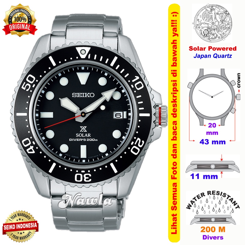 Seiko Prospex SNE589P1 Solar Diver Black - Jam Tangan Pria SNE589