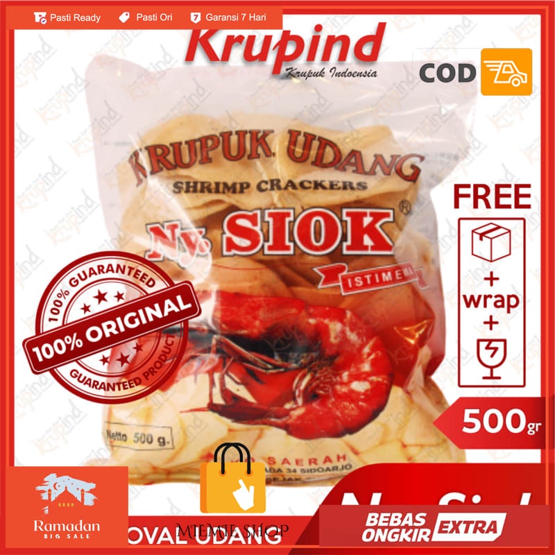 

Krupuk / Kerupuk Udang Oval - 500gr Ny Siok / Ny.Siok / Nyonya Siok