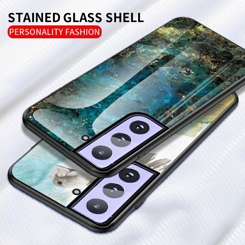 Marble Glass Case Samsung Galaxy S21 S21Plus SamsungS21 Plus SamsungS21Plus Softcase Hardcase Casing