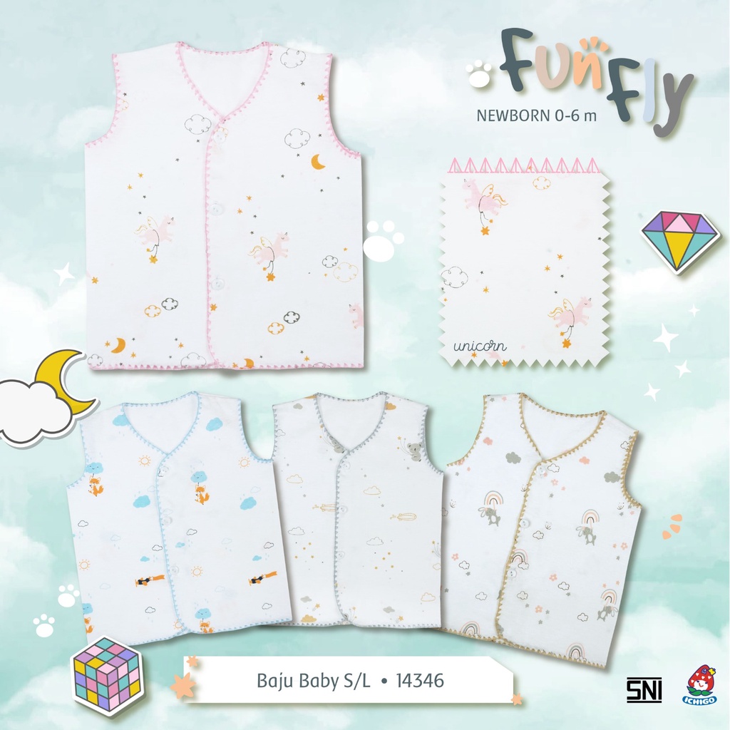 Ichigo Stelan Singlet Celana Kaca Mata Putih Fun FLy (3 Pcs) IC-SSCKPFF/3